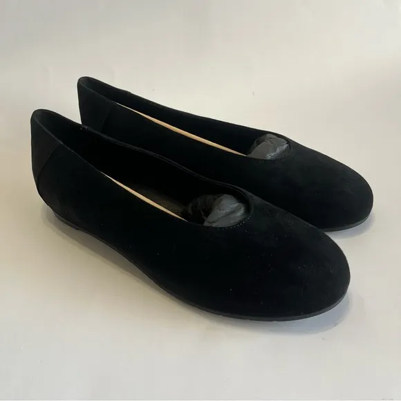 Eileen Fisher Women's 9 Una Hidden Wedge Ballet Flat Black Suede Leather