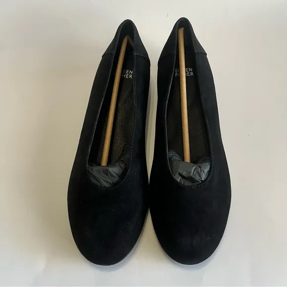Eileen Fisher Women's 9 Una Hidden Wedge Ballet Flat Black Suede Leather