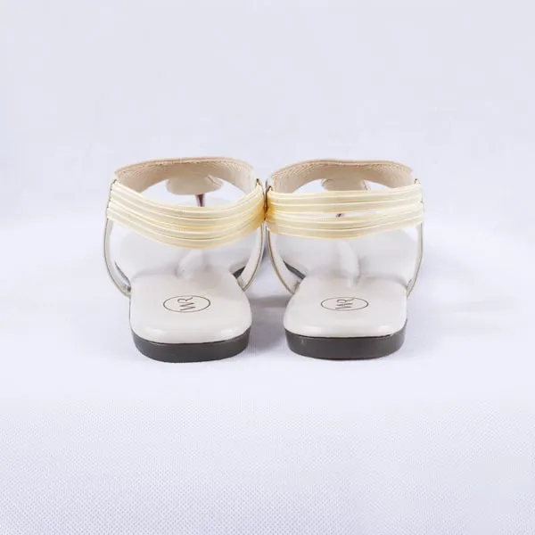 Elysia Cream Flat Sandals for Women with Ankle Straps
