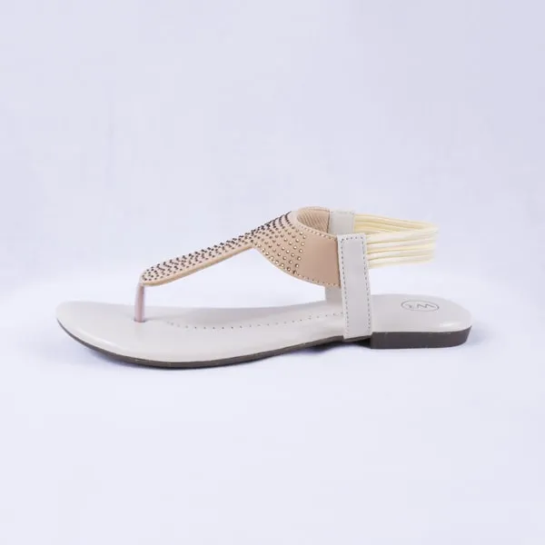 Elysia Cream Flat Sandals for Women with Ankle Straps