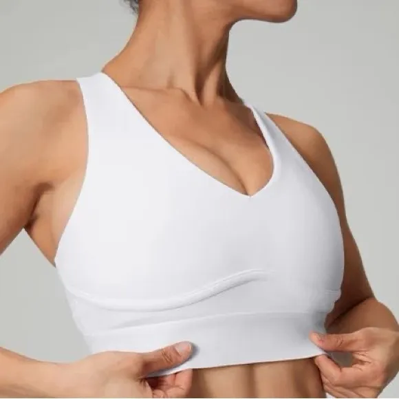 Fabletics All Day Every Day Low Impact Sports Bra Bundle of 2 Medium White Camo