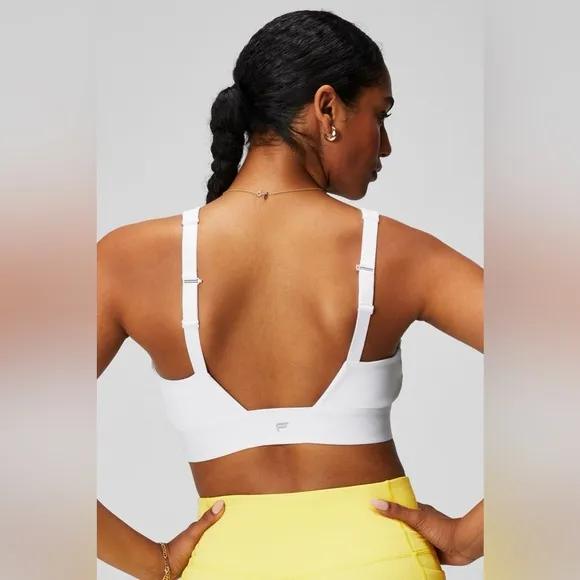 Fabletics All Day Every Day Low Impact Sports Bra Bundle of 2 Medium White Camo