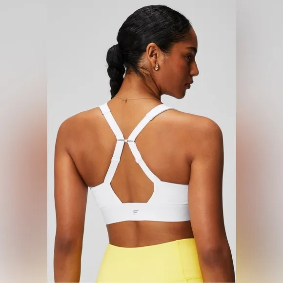 Fabletics All Day Every Day Low Impact Sports Bra Bundle of 2 Medium White Camo