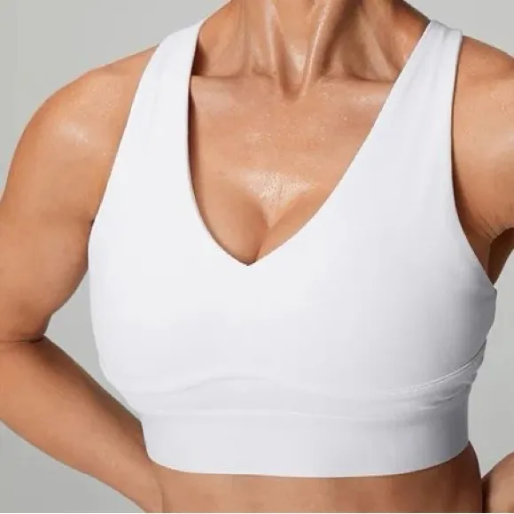 Fabletics All Day Every Day Low Impact Sports Bra Bundle of 2 Medium White Camo