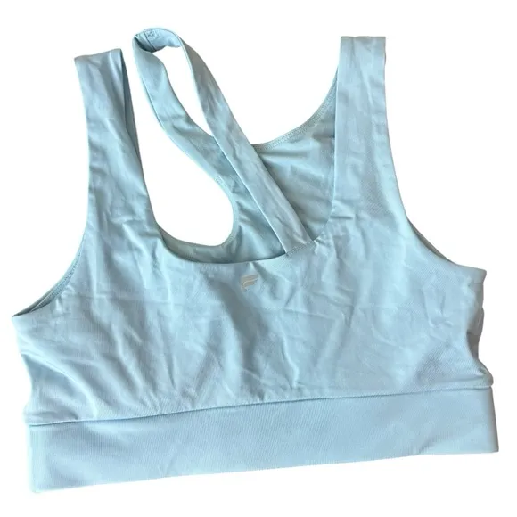 Fabletics Callie Medium Impact Sports Bra in Sky Way Blue Size Medium