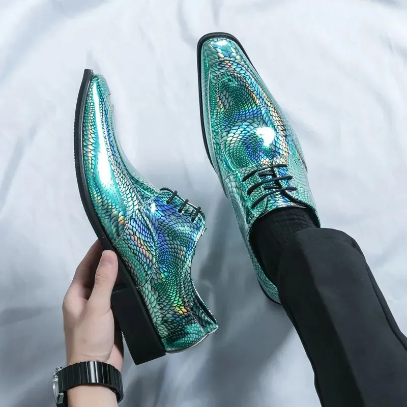 Fashion Green Men's Dress Shoes Comfortable Pointed Toe Urban Luxury Designer Leather Shoes Men Chelsea Shoes chaussures hommes