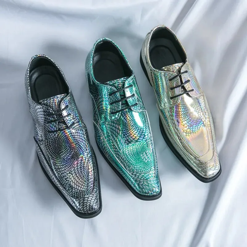 Fashion Green Men's Dress Shoes Comfortable Pointed Toe Urban Luxury Designer Leather Shoes Men Chelsea Shoes chaussures hommes