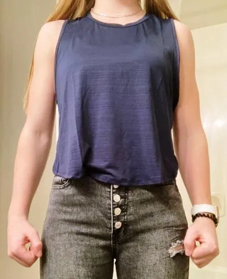 Featherweight Cross Back Tank Top - Navy Blue