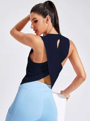 Featherweight Cross Back Tank Top - Navy Blue