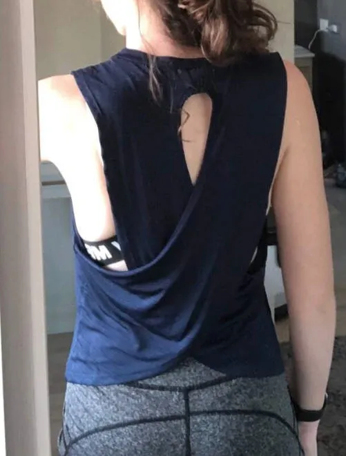 Featherweight Cross Back Tank Top - Navy Blue