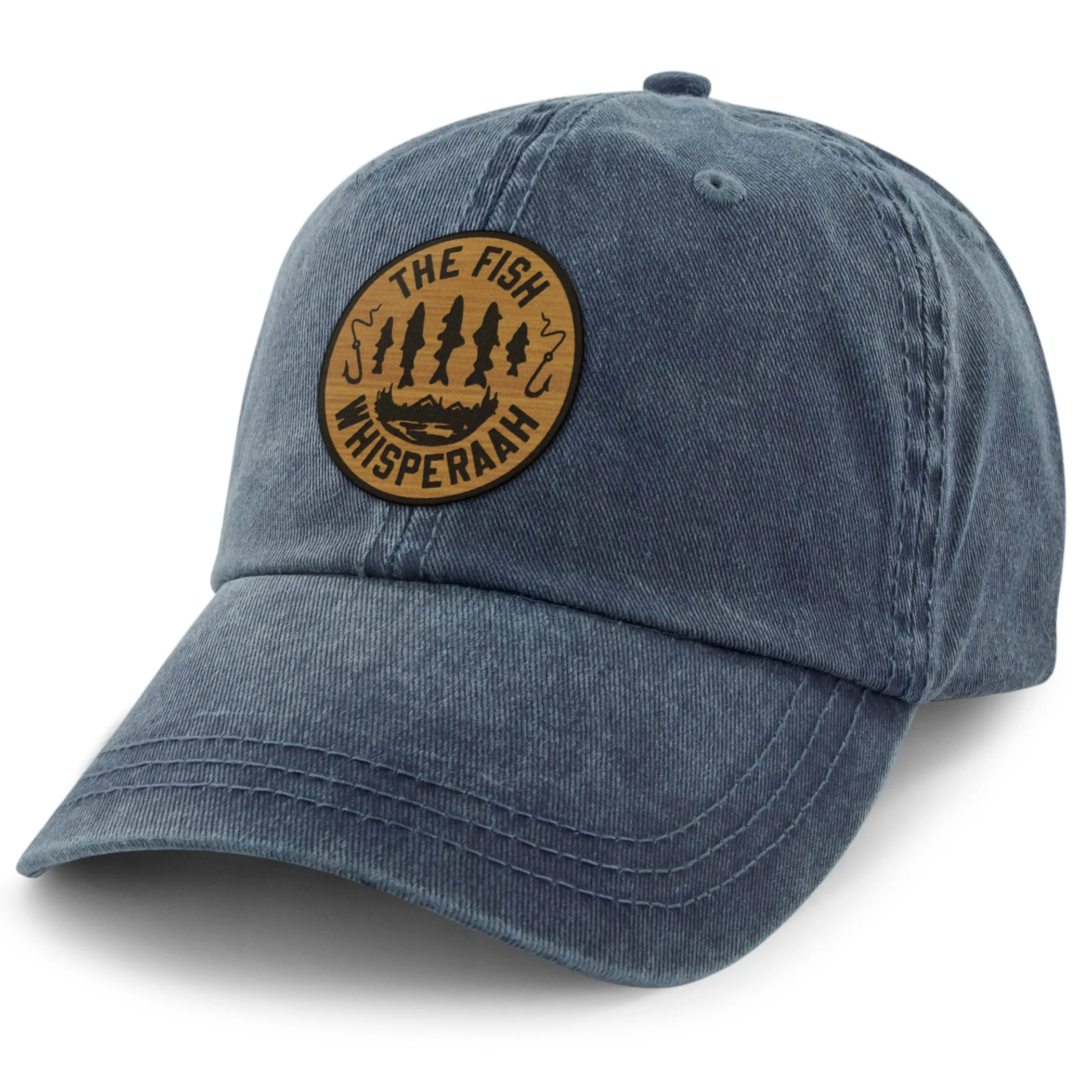 Fish Whisperaah "Wood Grain" Patch Washed Dad Hat