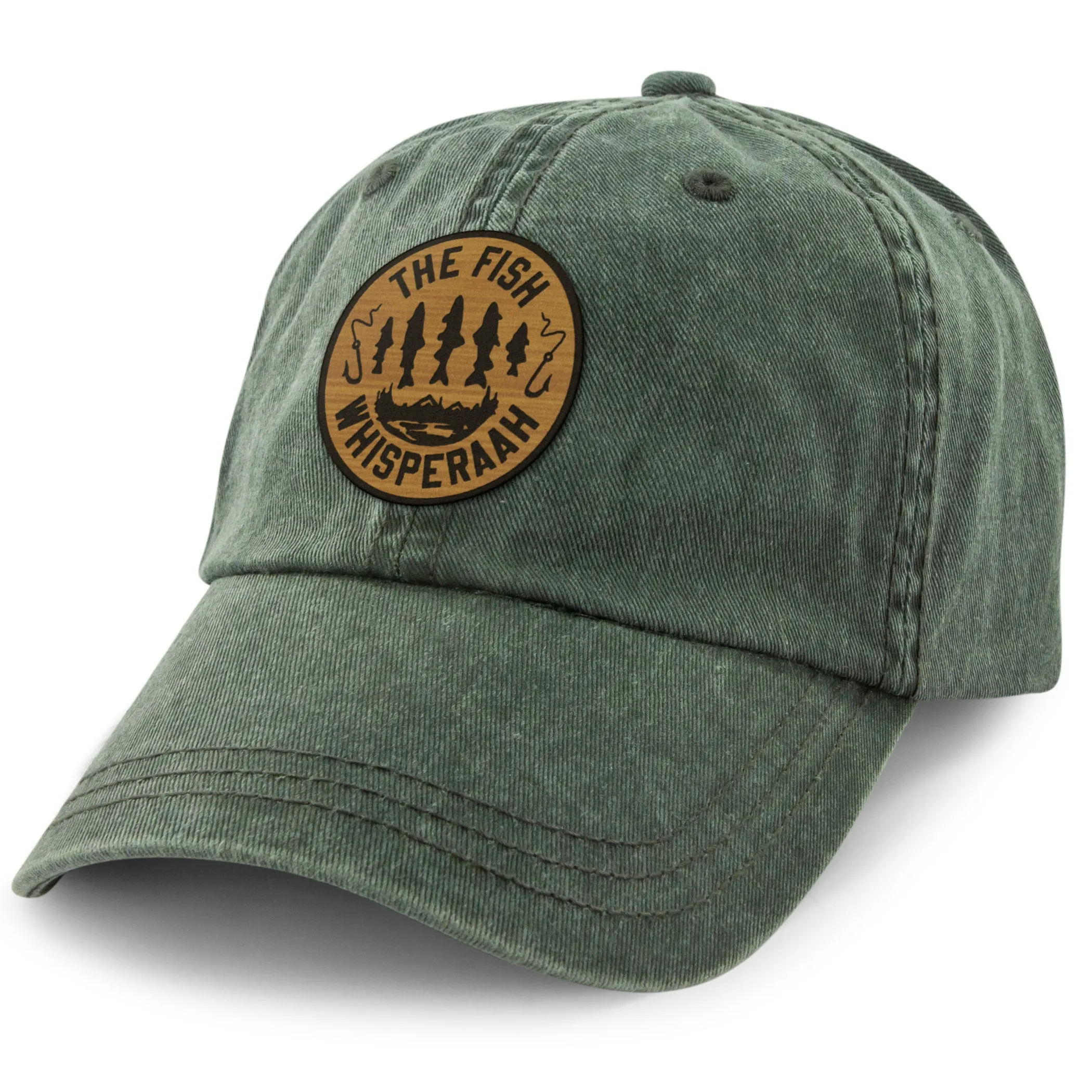 Fish Whisperaah "Wood Grain" Patch Washed Dad Hat
