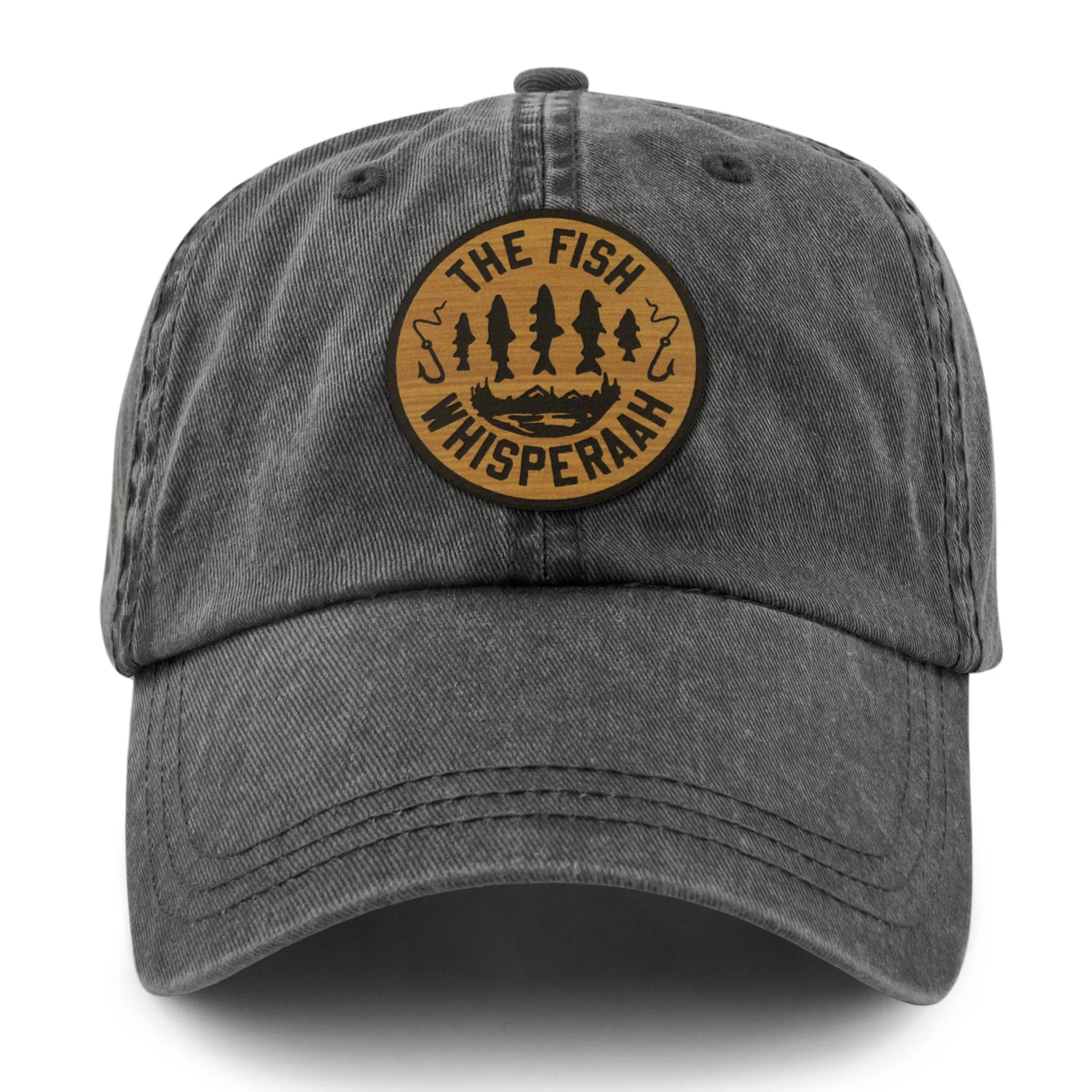 Fish Whisperaah "Wood Grain" Patch Washed Dad Hat