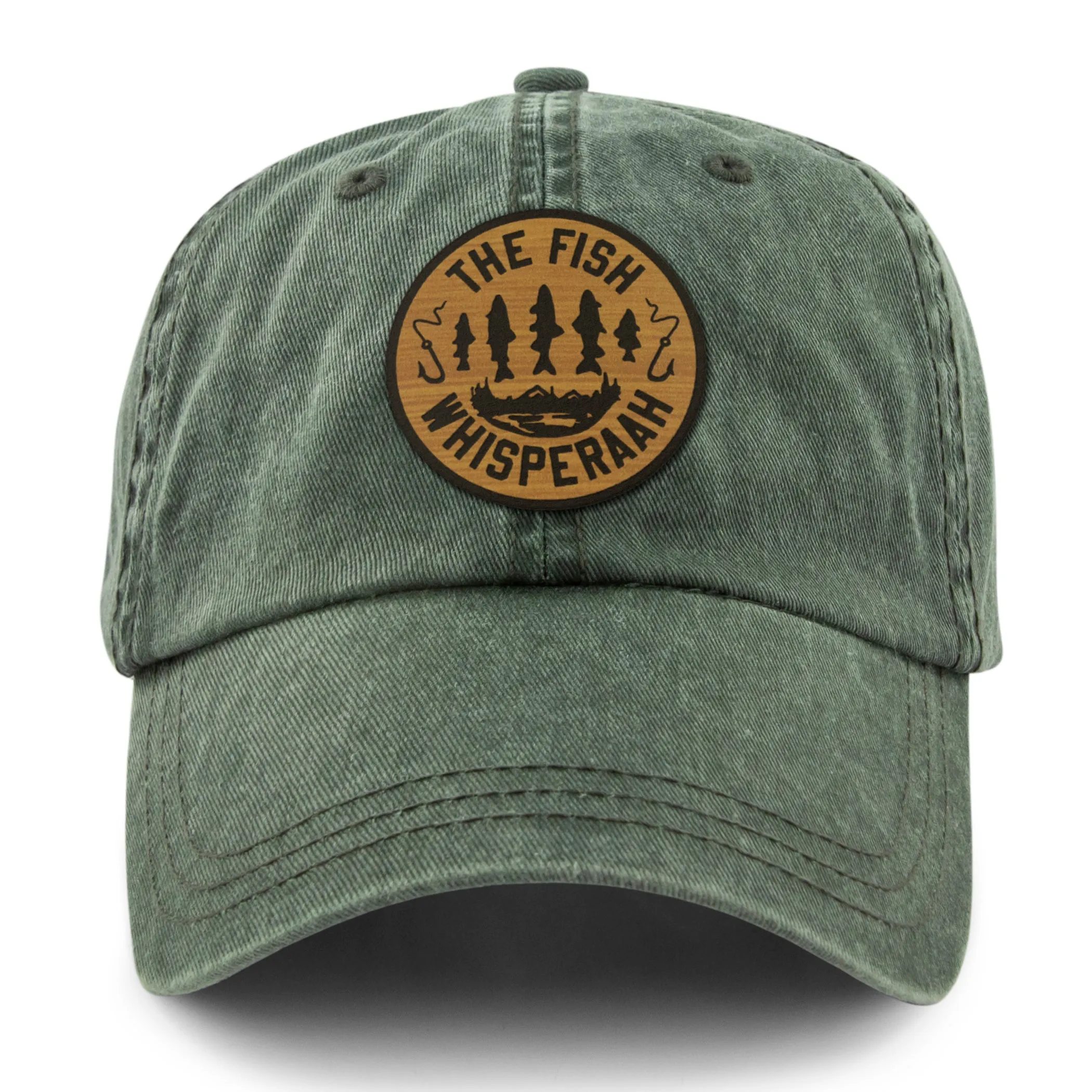 Fish Whisperaah "Wood Grain" Patch Washed Dad Hat