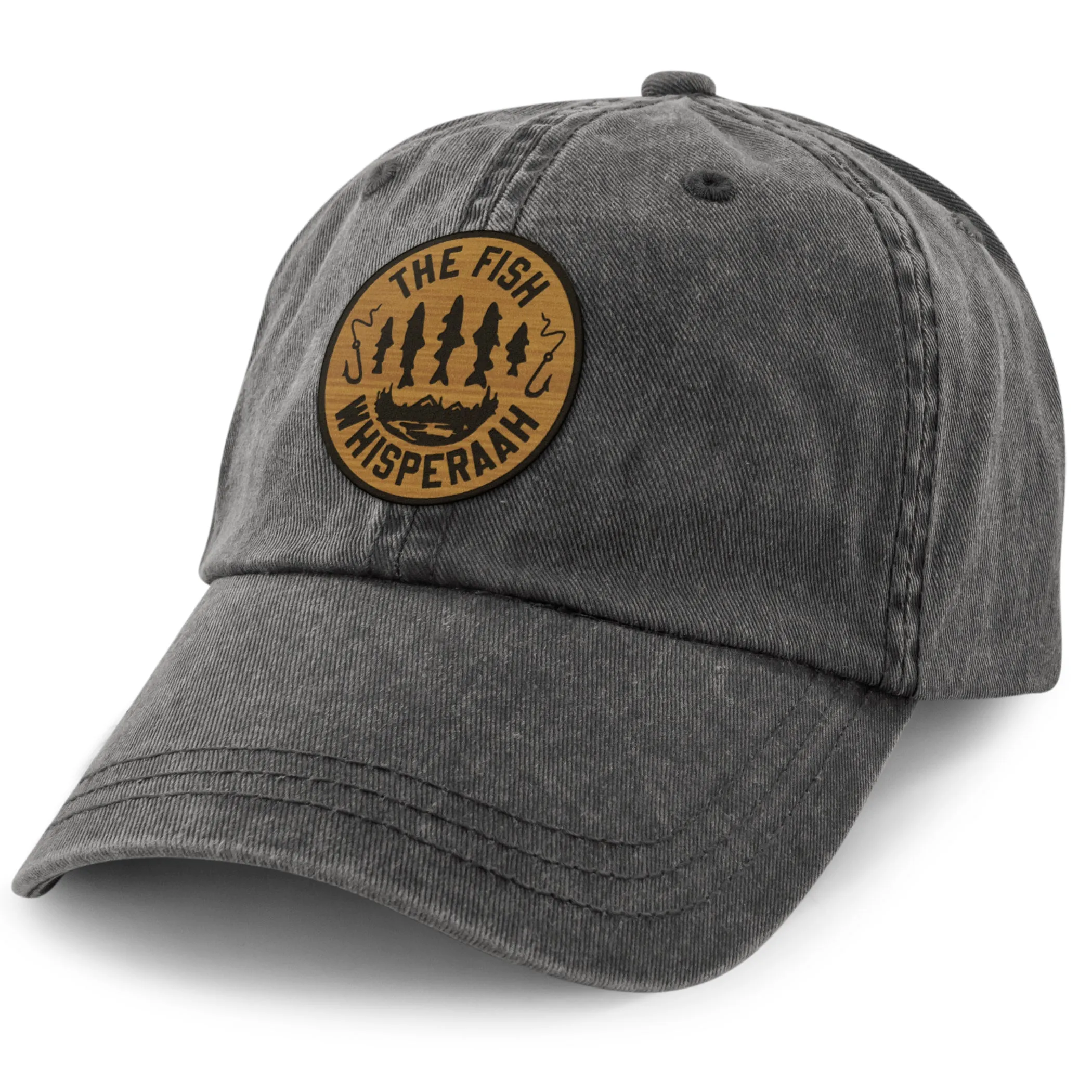 Fish Whisperaah "Wood Grain" Patch Washed Dad Hat