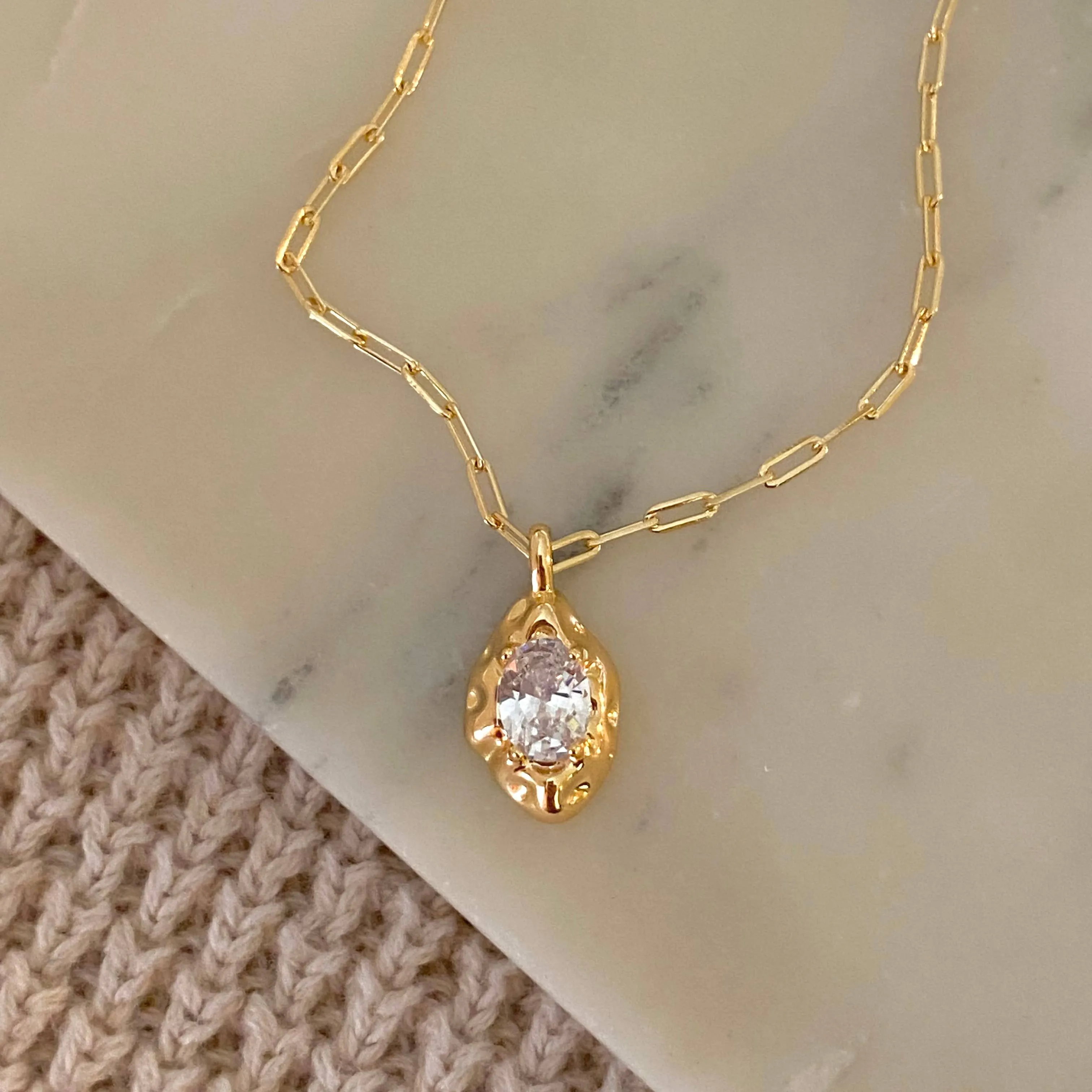 Glass Rock 18K Filled Necklace