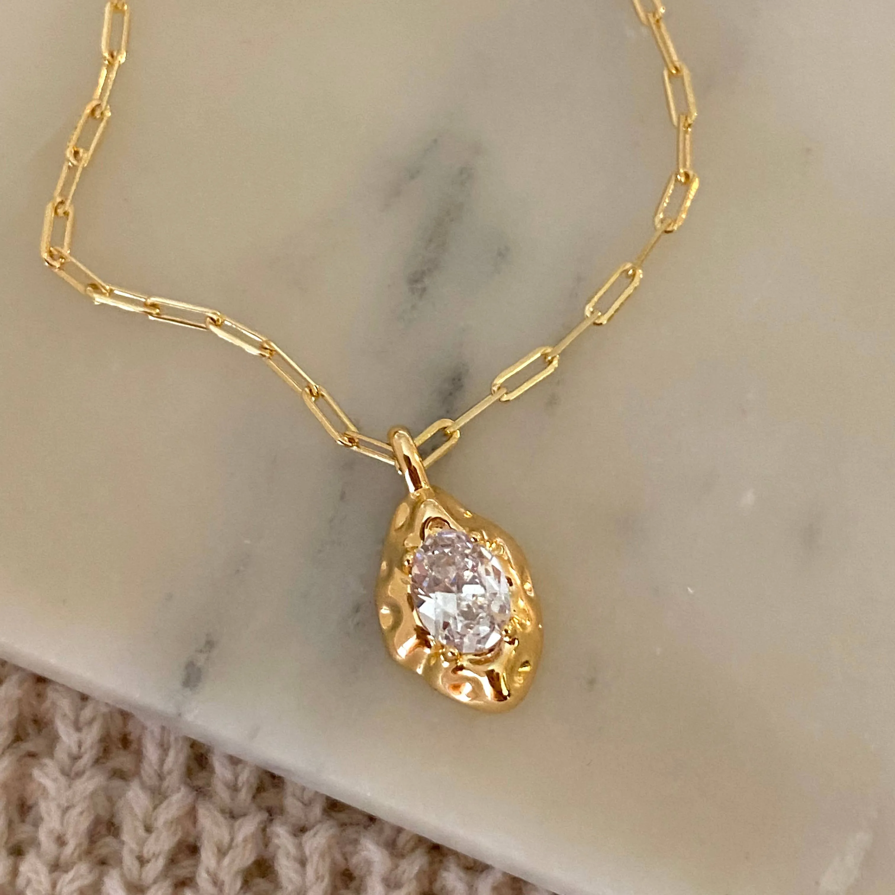 Glass Rock 18K Filled Necklace