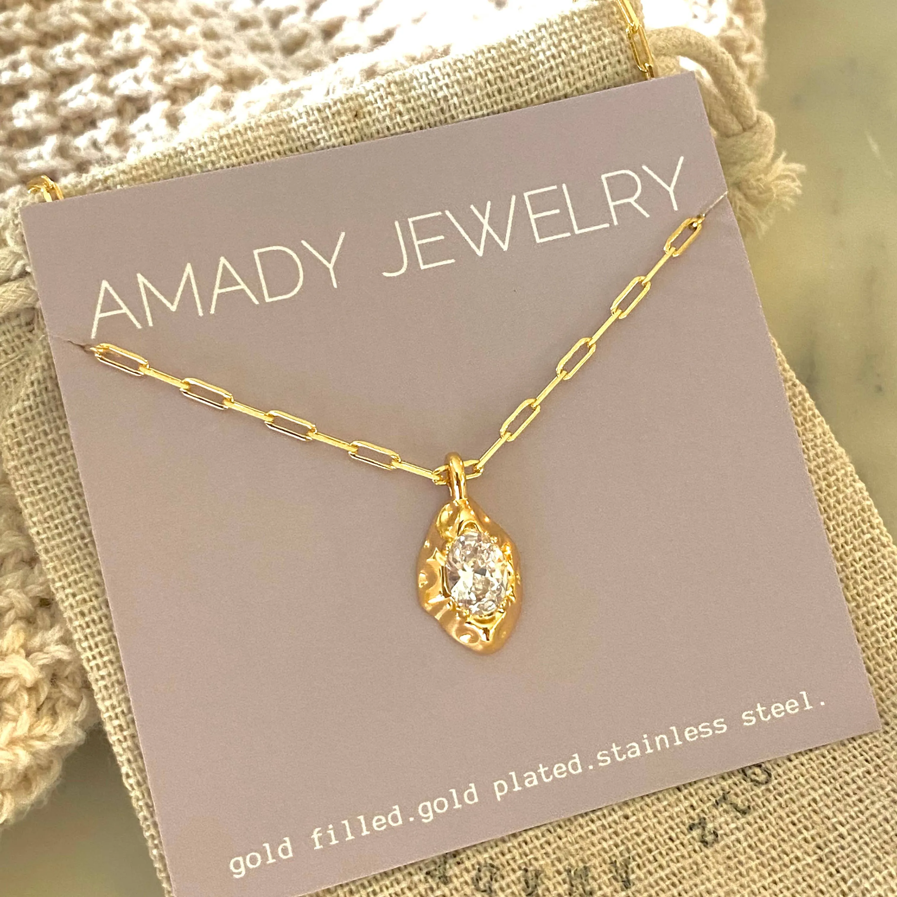 Glass Rock 18K Filled Necklace
