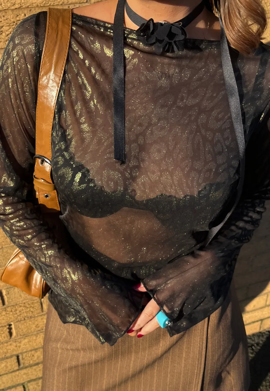 GOLD LEOPARD ASYMMETRIC TOP