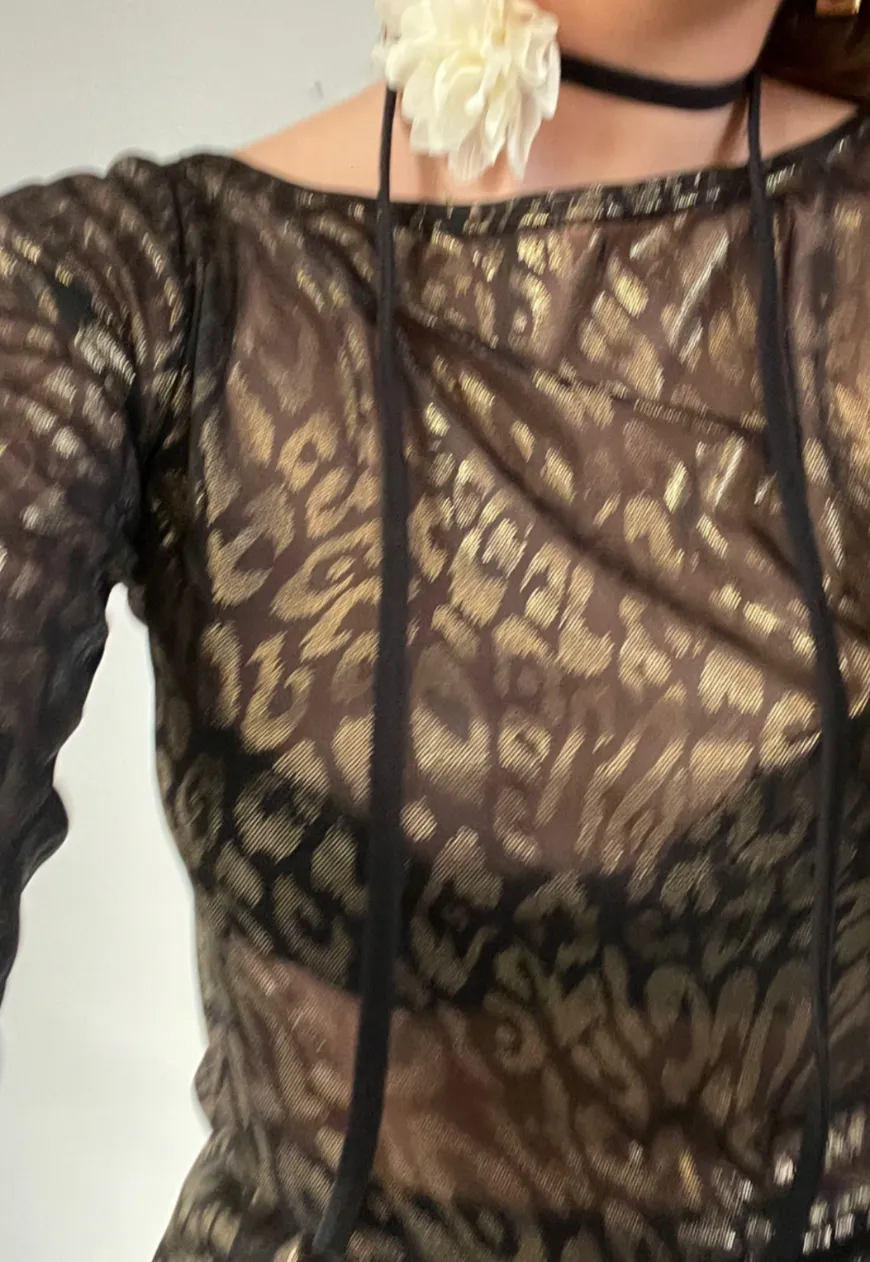 GOLD LEOPARD ASYMMETRIC TOP