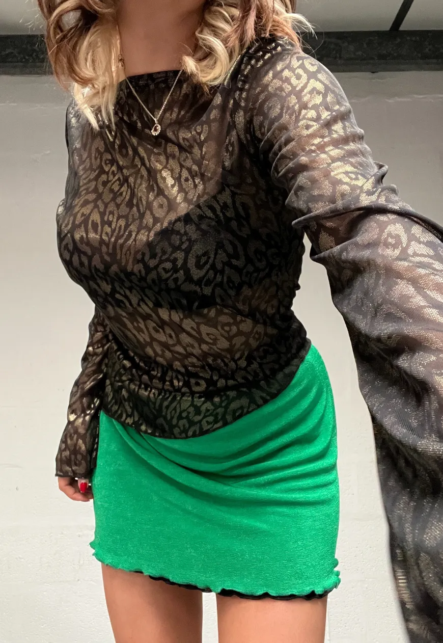 GOLD LEOPARD ASYMMETRIC TOP