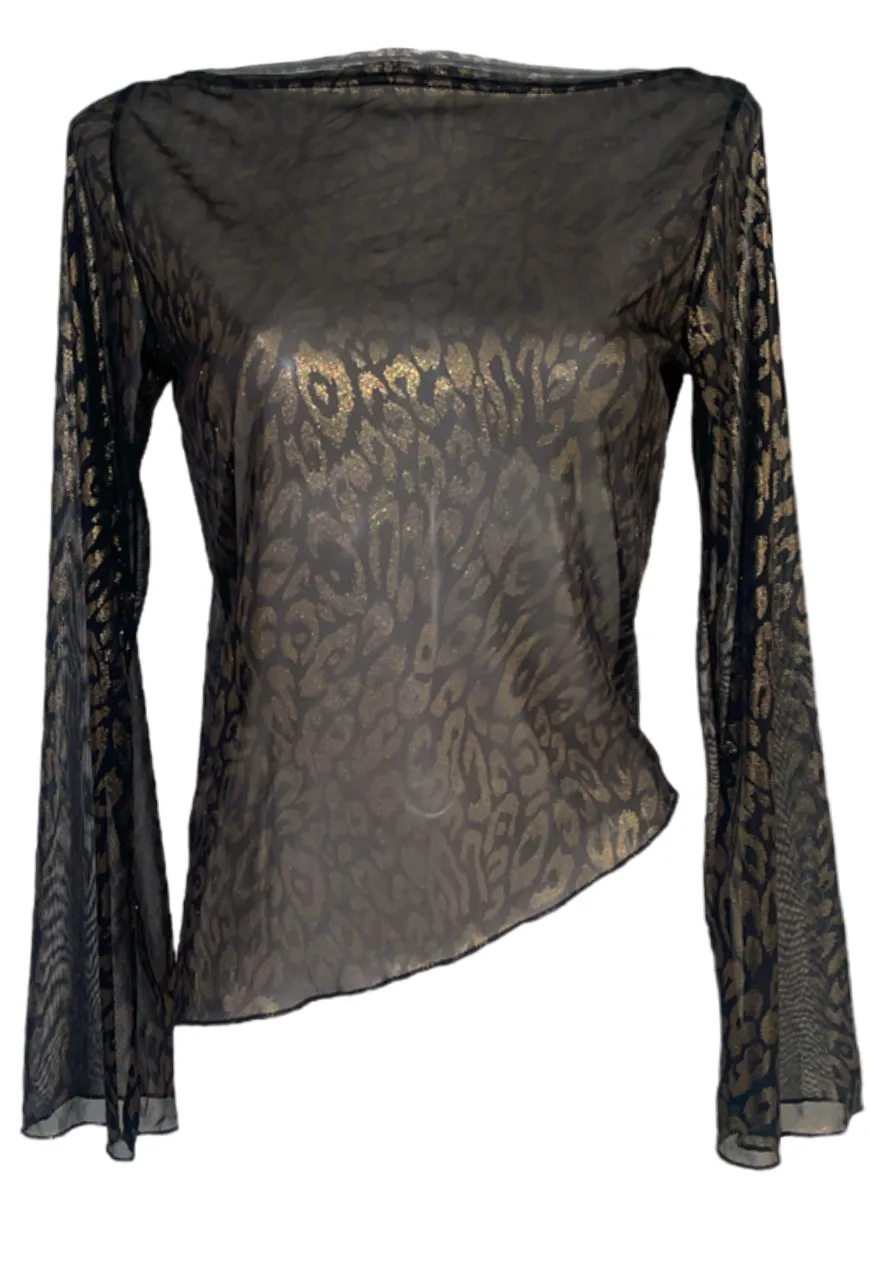 GOLD LEOPARD ASYMMETRIC TOP