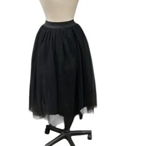 Halogen Midi Tulle Ballerina Skirt Triple Layer Black SZ M