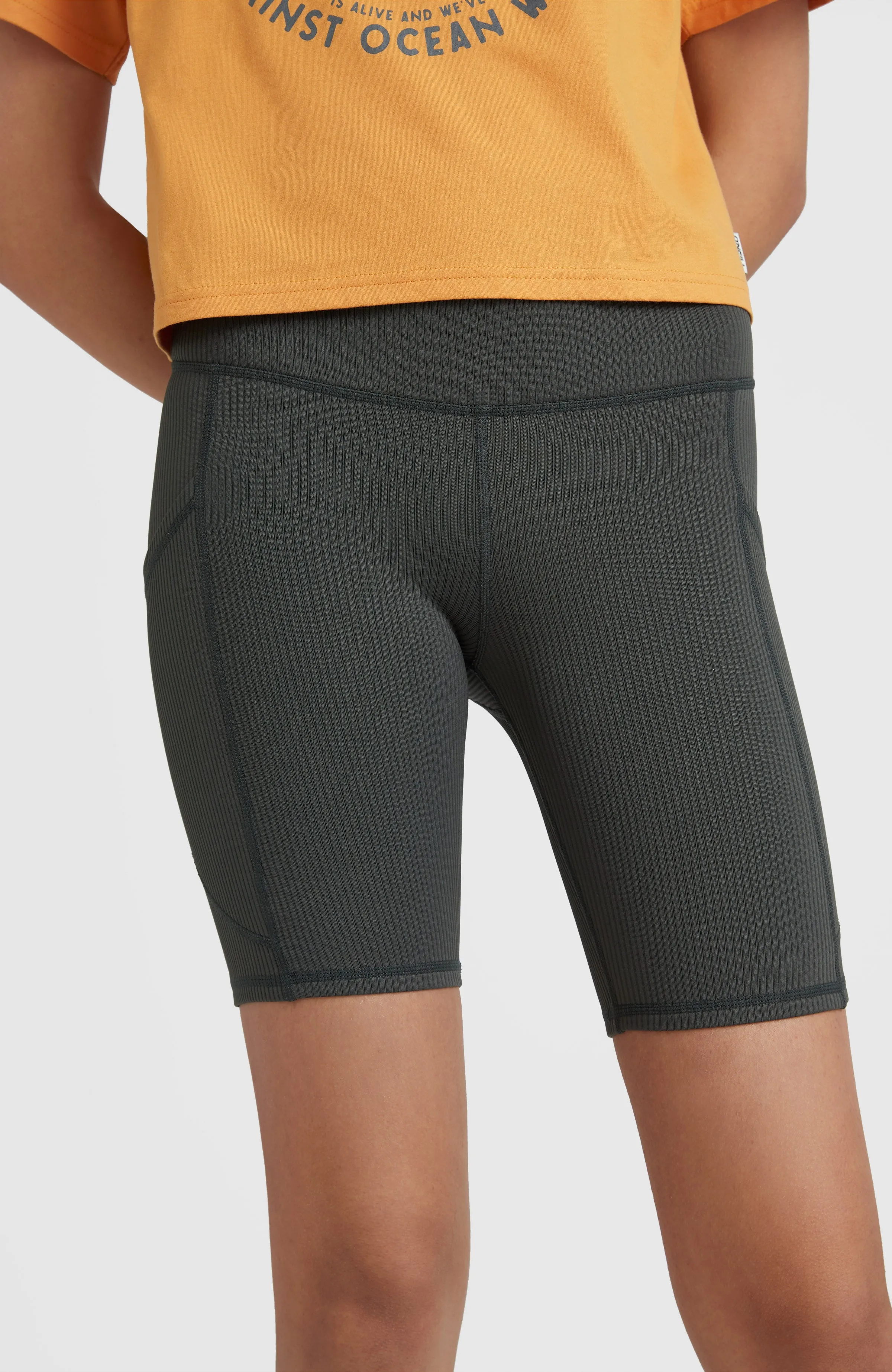 Hike Ribbed High Waist Shorts | Raven