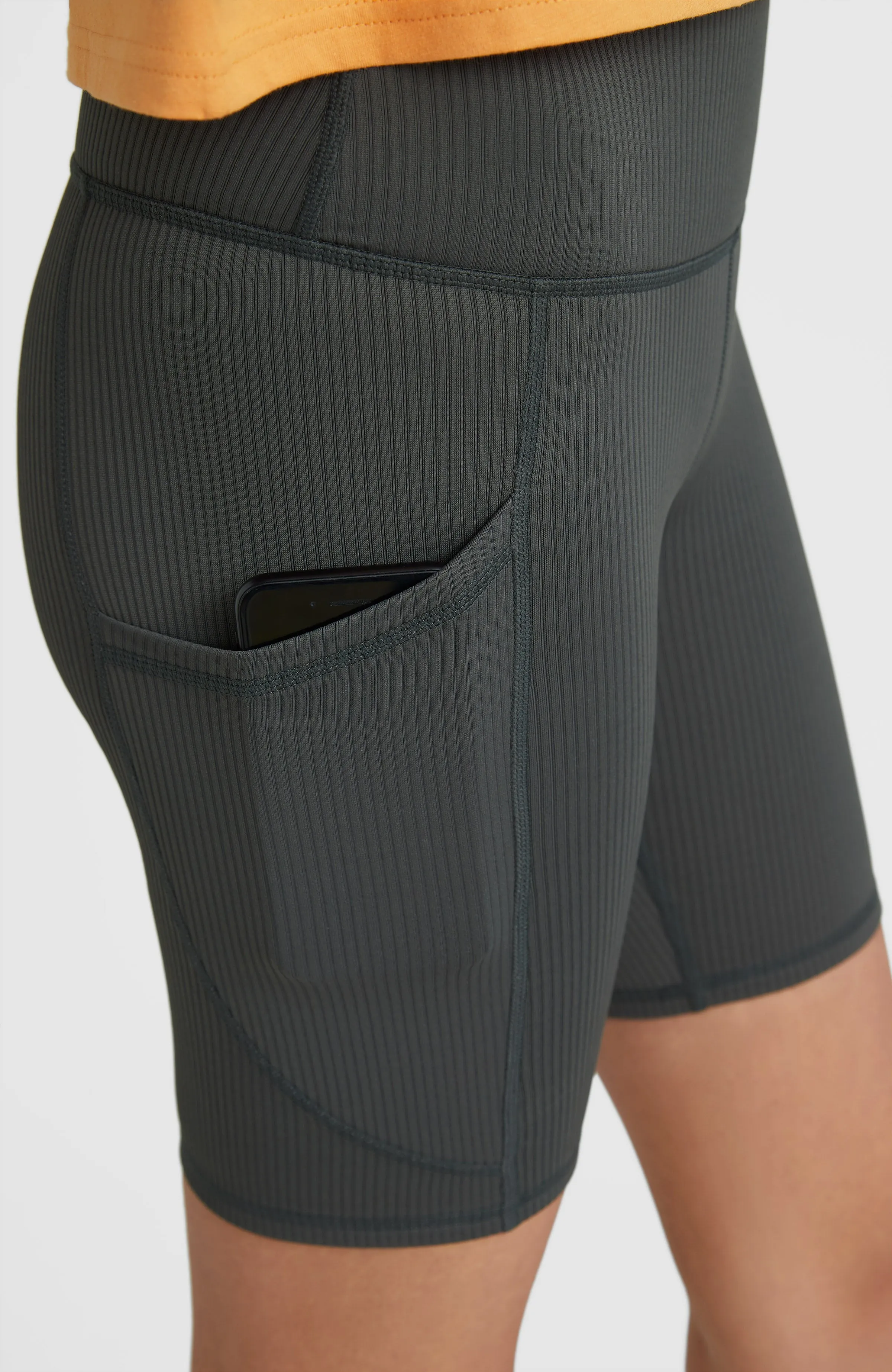 Hike Ribbed High Waist Shorts | Raven