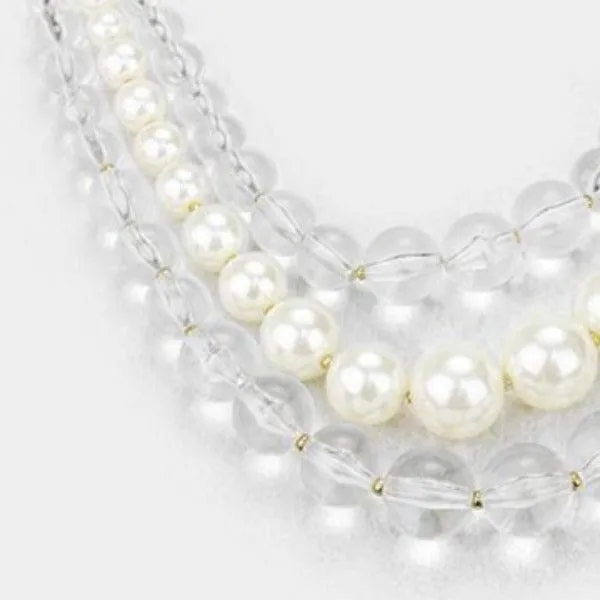 Honey Bee Triple Layered Pearl Necklace & Earrings