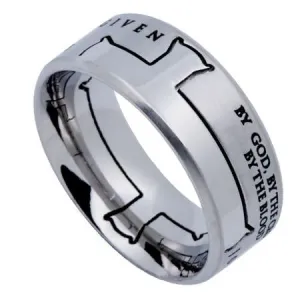 Iron Cross Silver Ring "Forgiven By God"