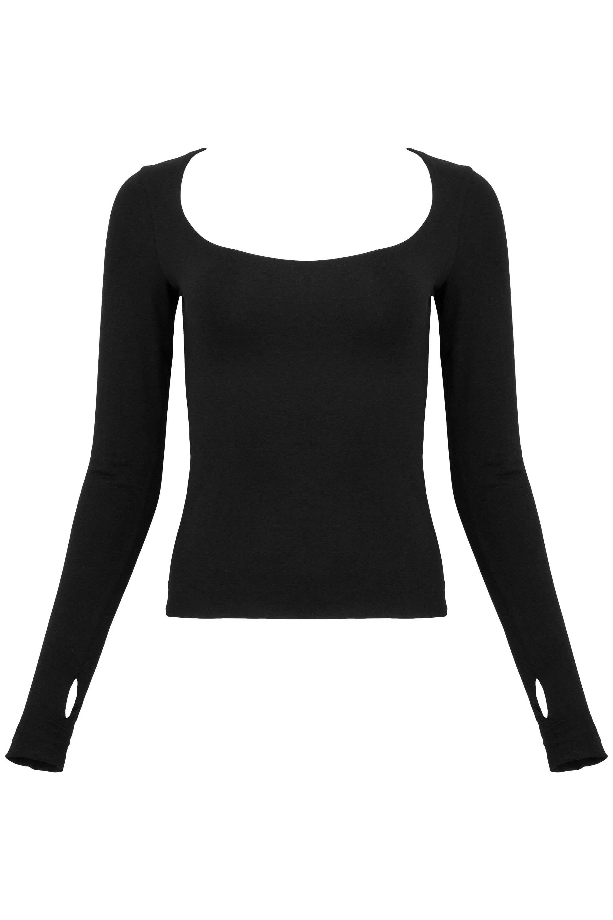 Jane Reversible Long Sleeve Top - Black