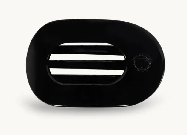 Jet Black Small Flat Round Hair Clip