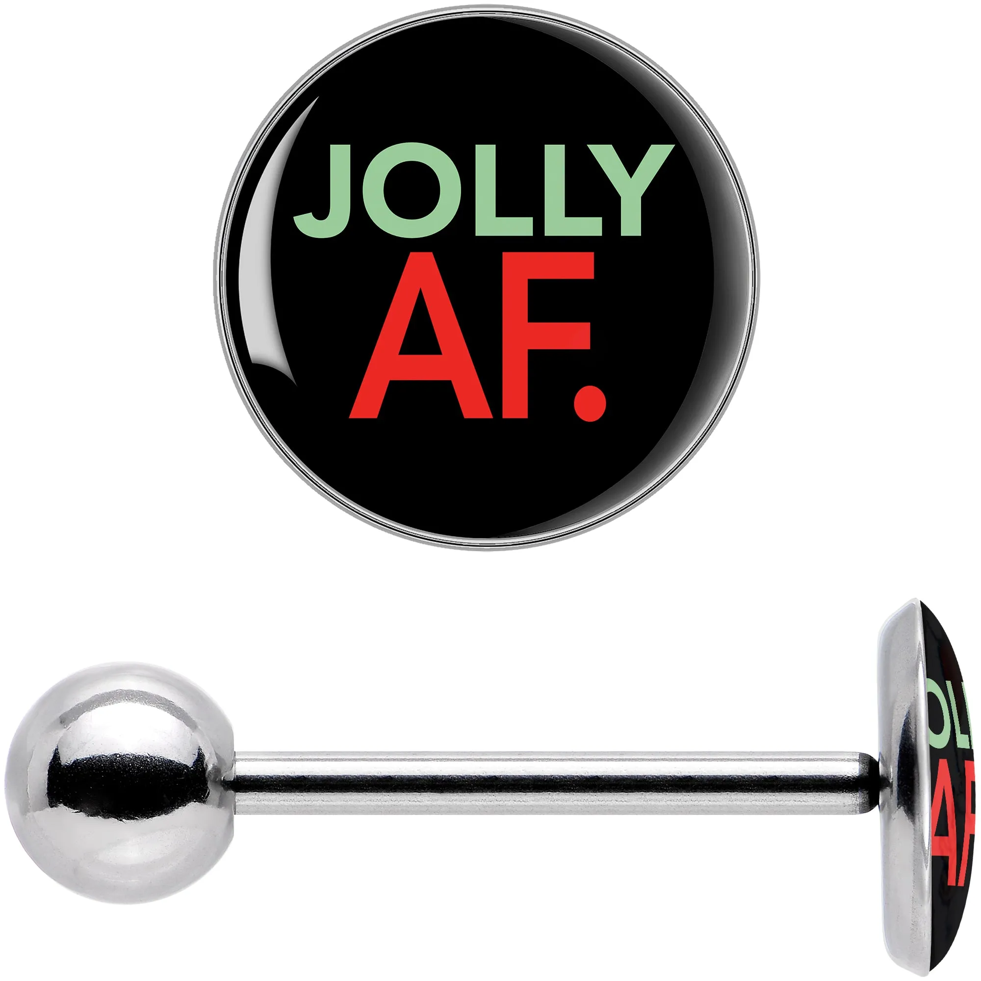 Jolly AF Festive Holiday Barbell Tongue Ring