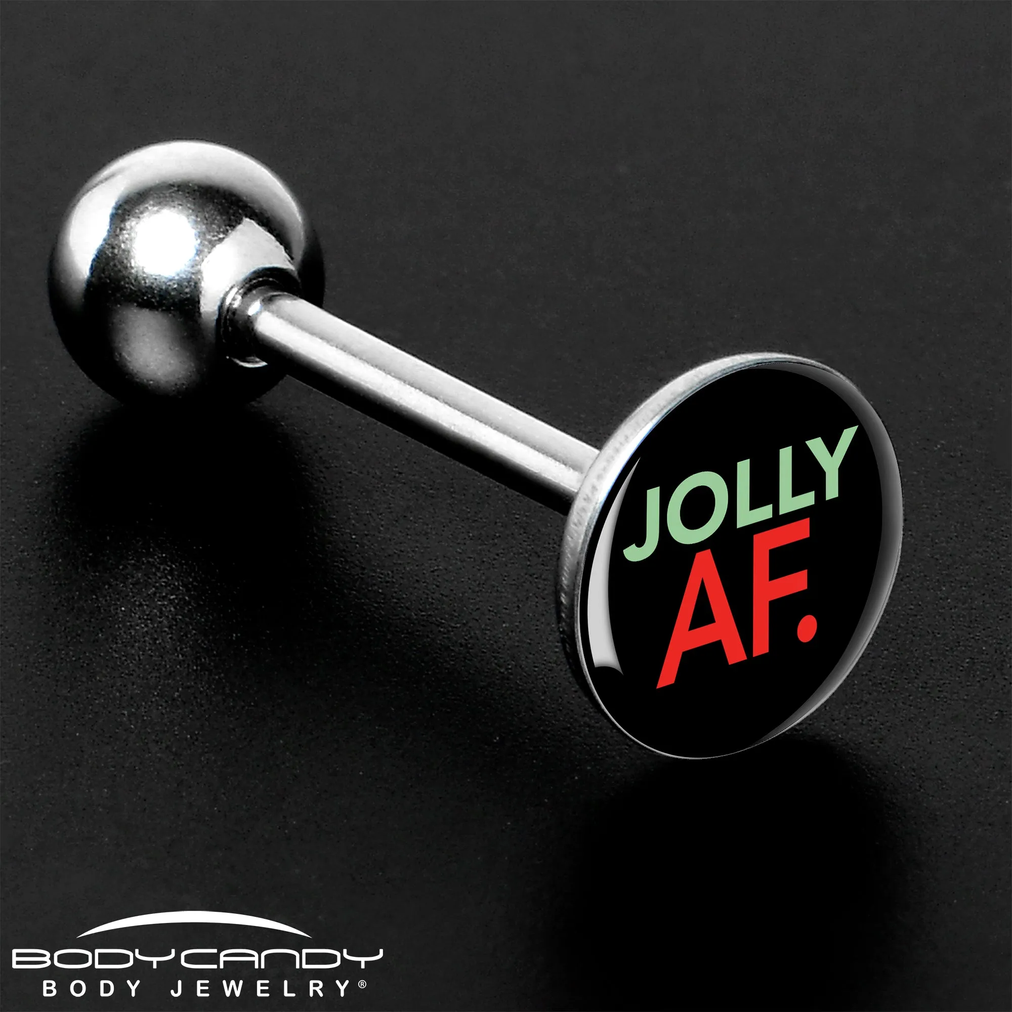Jolly AF Festive Holiday Barbell Tongue Ring