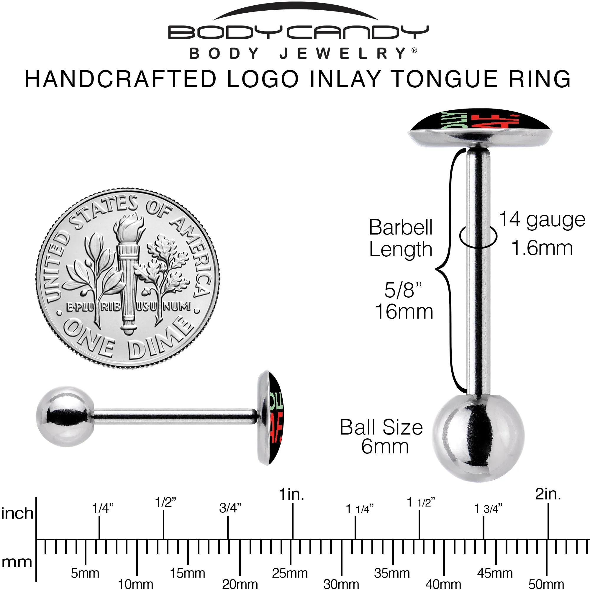 Jolly AF Festive Holiday Barbell Tongue Ring