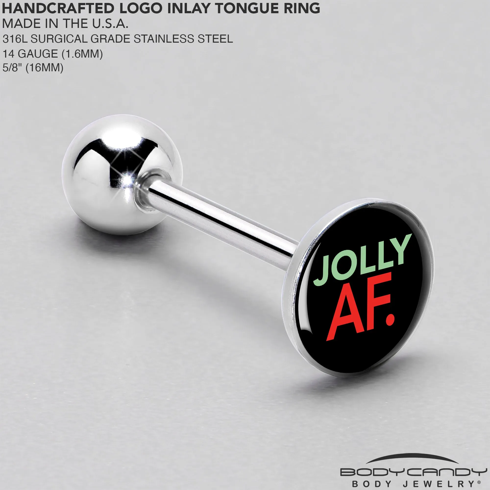 Jolly AF Festive Holiday Barbell Tongue Ring