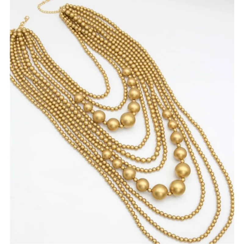 Kailani long multi-layer pearl necklace and earring set (2 Colors)