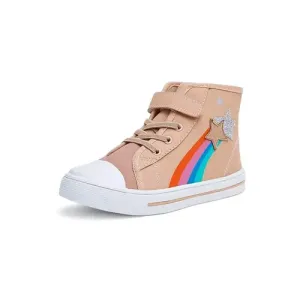 Kids Sneakers High-top Canvas Shoes Khaki Rainbow - KKOMFORME