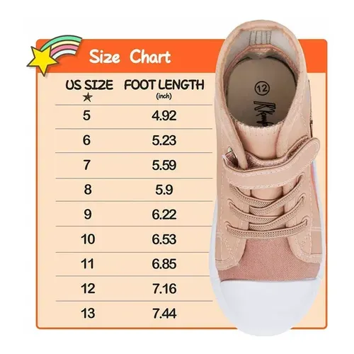 Kids Sneakers High-top Canvas Shoes Khaki Rainbow - KKOMFORME