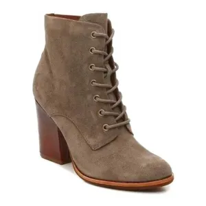 KORK-EASE Elfa Booties Lace Up Grey Suede Heeled Ankle Boot SZ 9.5
