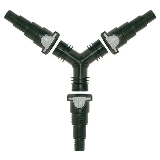 Laguna Y-connector with 3 1-1/4" Click-Fit Connectors 3/4", 1", 1-1/4" Adapters