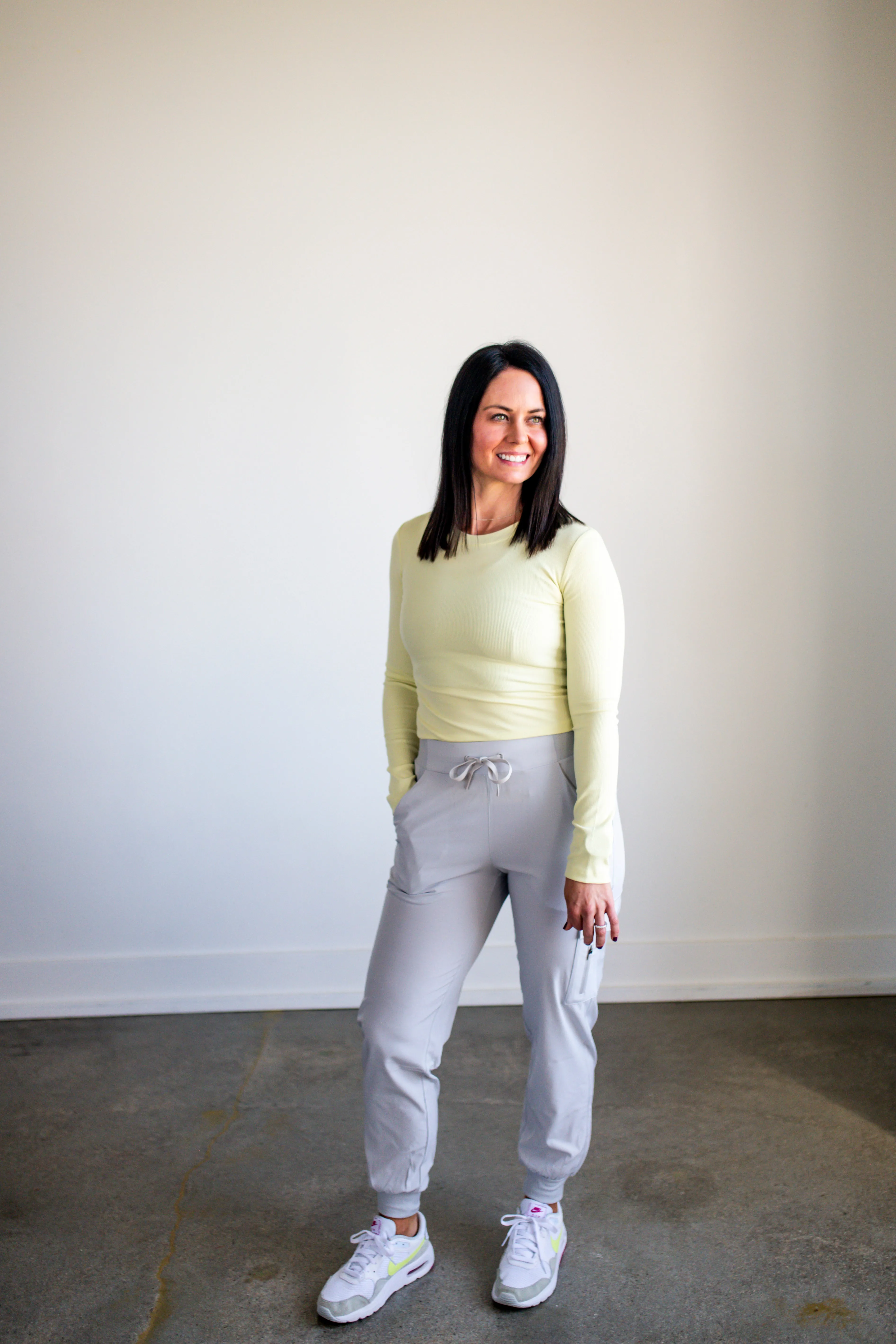 Lime Long-Sleeved Micro-Ribbed Top
