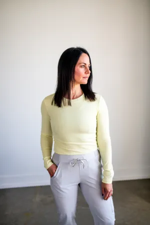 Lime Long-Sleeved Micro-Ribbed Top