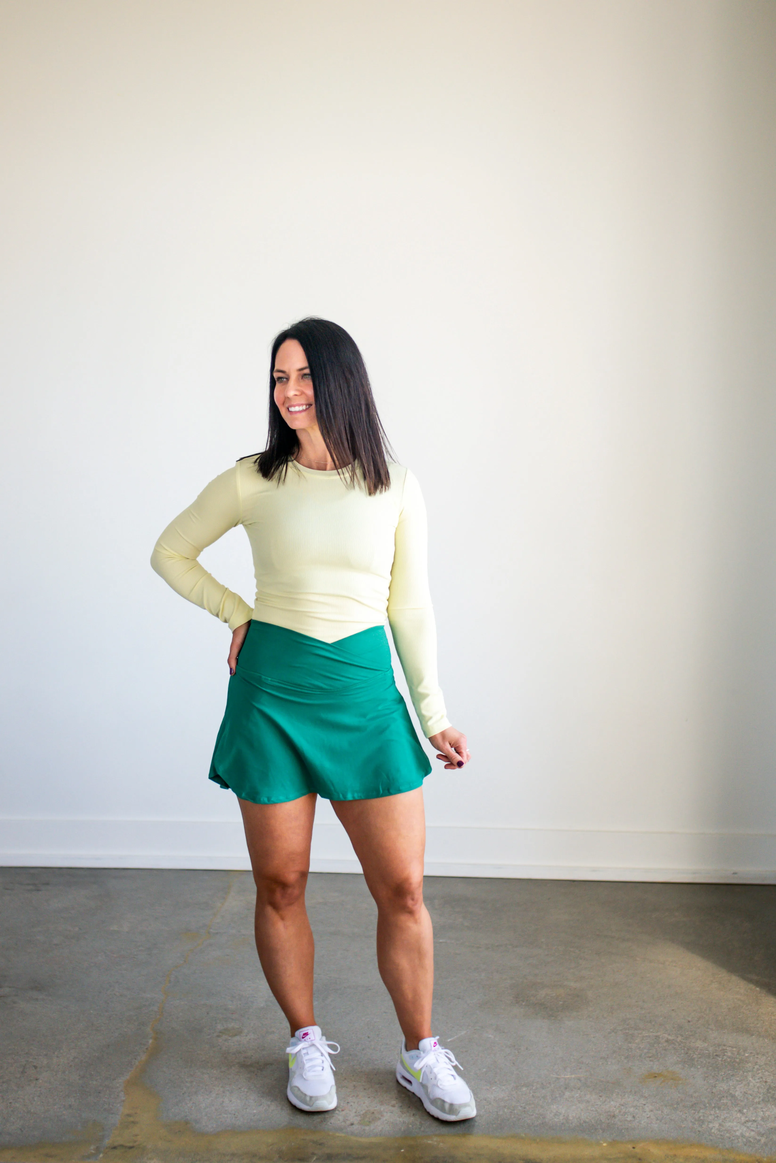 Lime Long-Sleeved Micro-Ribbed Top