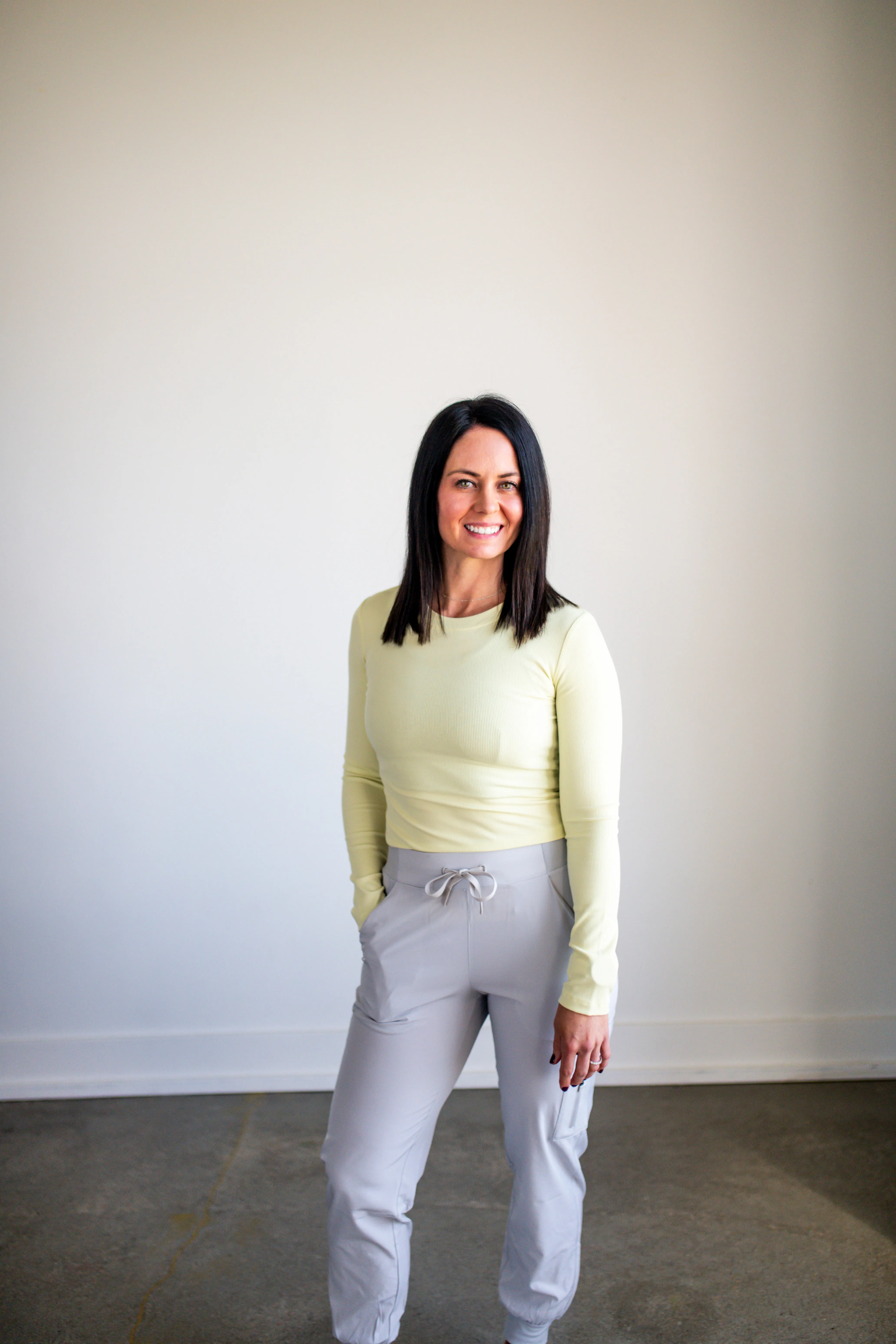 Lime Long-Sleeved Micro-Ribbed Top