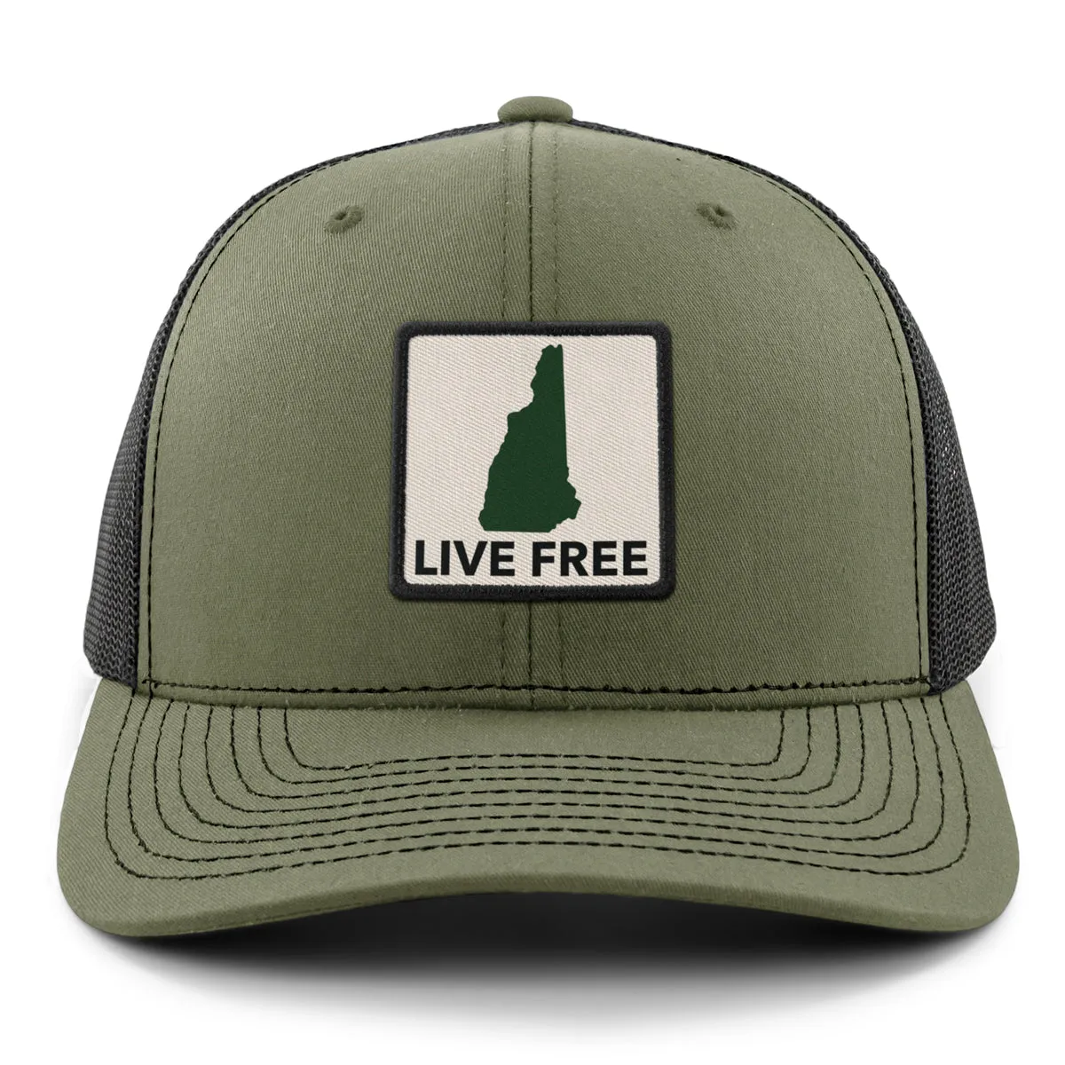 Live Free New Hampshire Printed Patch Classic Snapback Trucker