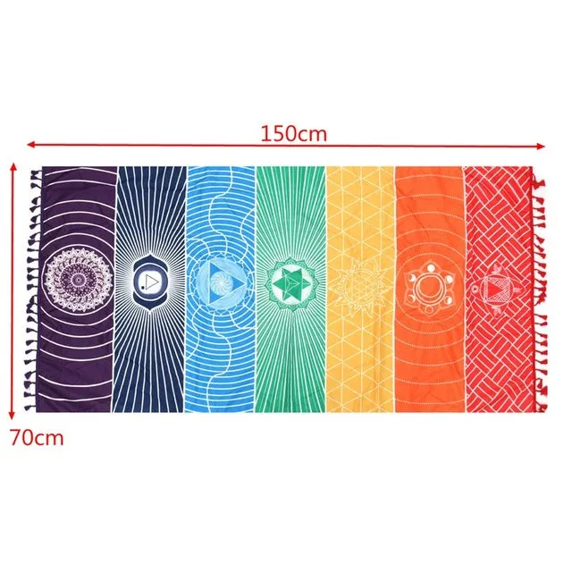 Mandala Inspired Yoga Mat Rainbow Tapestry