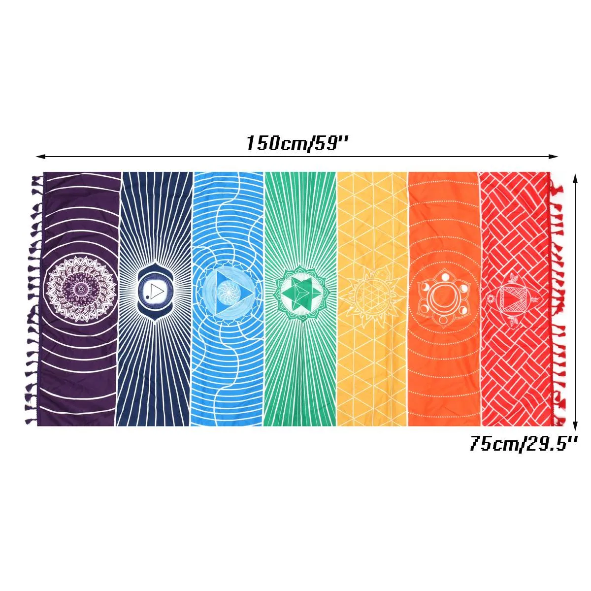 Mandala Inspired Yoga Mat Rainbow Tapestry