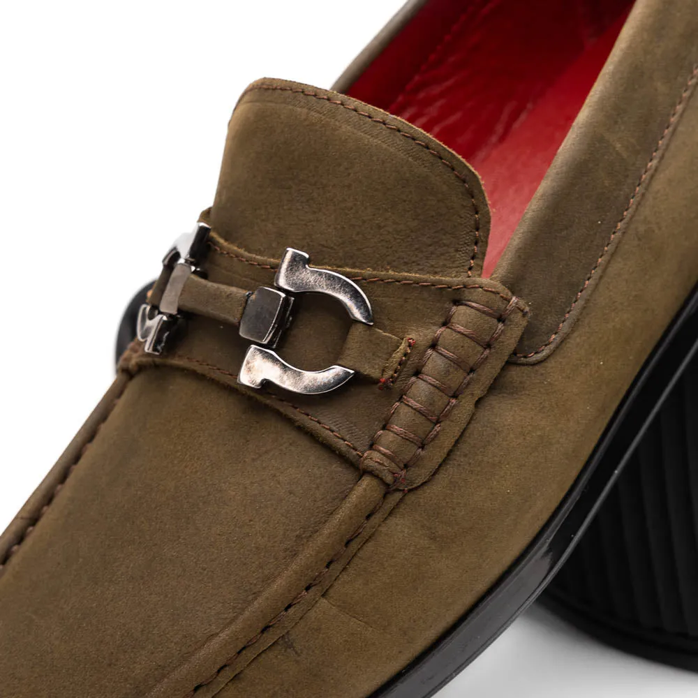 Marco Di Milano Atrani in Olive Suede Loafers